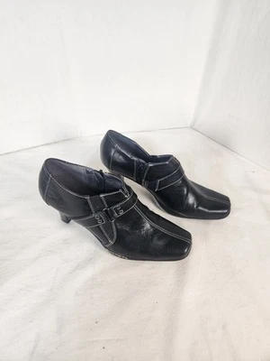 Botines aerosoles para mujer negros punta cuadrada negros hebilla cremallera lateral 7 1/2 Foto 1 de 4