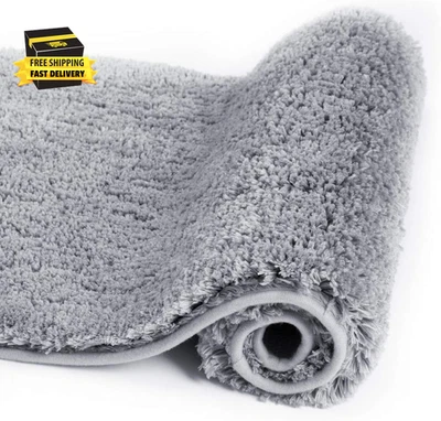 Bathroom Rug, Non Slip Bath Mat (16 X 24, Grey) Water Absorbent Soft Microfiber  - Image 1 of 4