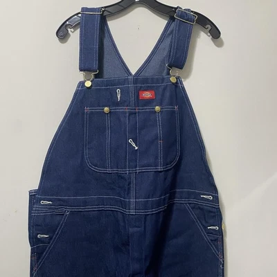 NEW Dickies Bib Overalls Men 38x32 Blue Denim Workwear Carpenter Utility Painter - Image 1 of 4