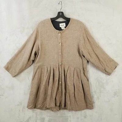 Cárdigan Lino Angleheart Mujer OS Marrón Lana Lino Manga Larga Chaqueta Lagenlook Foto 1 de 4