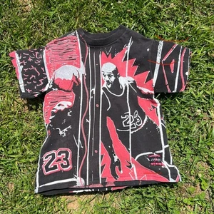 Vintage 90s Michael Jordan Print Single Stitch Black Youth T Shirt (No Tag) - Picture 1 of 4