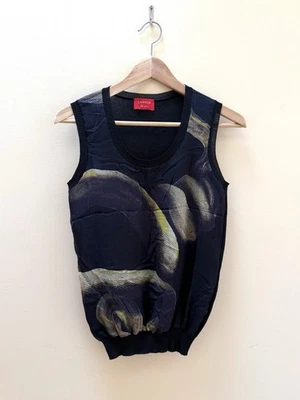 LANVIN 真丝黑色双层毛衣背心无袖 S 码春季 2012 RTW 蛇 — 第 1/4 张图片