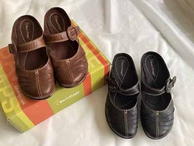 2 pares de sandalias Beartraps de cuero marrón y negro Mula Mary Janes zueco zapatos 7,5 Foto 1 de 4