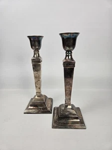 Pair of  Pottery Barn Taper Candlestick Silver Plated  - Picture 1 of 6