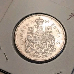 1964 Canadian 50 Cents .800 Silver Half Dollar Queen Elizabeth II UNC - Picture 1 of 2