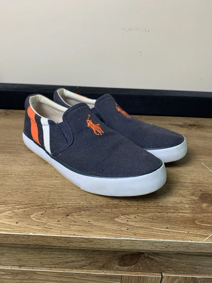 Tenis Polo Ralph Lauren Niños Talla 7 Paxon Sin Cordones Logo Puntera Redonda Foto 1 de 4