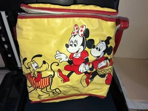 1960s Disney Vinyl  Cooler / Carrying Zipper Bag * Pluto & Mickey Minnie Mouse - Picture 1 of 9