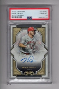 2023 Topps Tier One Mike Trout #T1A-MT On-Card Auto /49 SSP PSA 10 GEM MINT - Picture 1 of 2