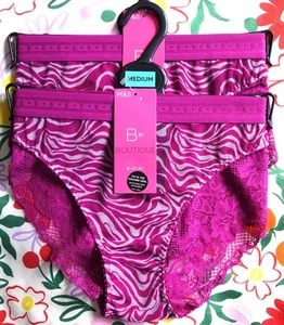 M&S BOUTIQUE 2 PACK BIKINI KNICKERS FUSHSIA SIZE MEDIUM 12-14 - NEW - Picture 1 of 4