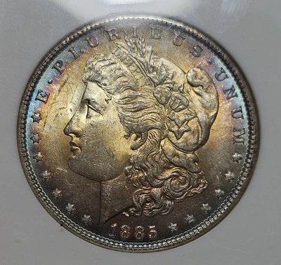 Toned 1885 Morgan Silver Dollar NGC MS64 - Dual-Sided Toning W/Blue! - Image 1 of 4