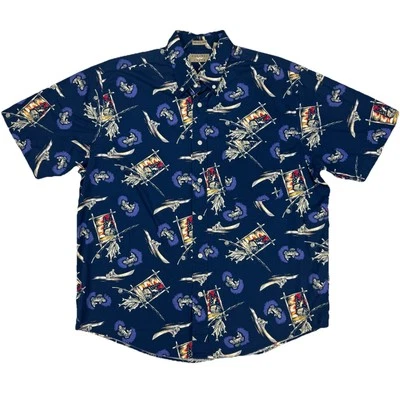 Camisa hawaiana vintage de camping de pesca grande con botones edición natural para hombre Foto 1 de 4