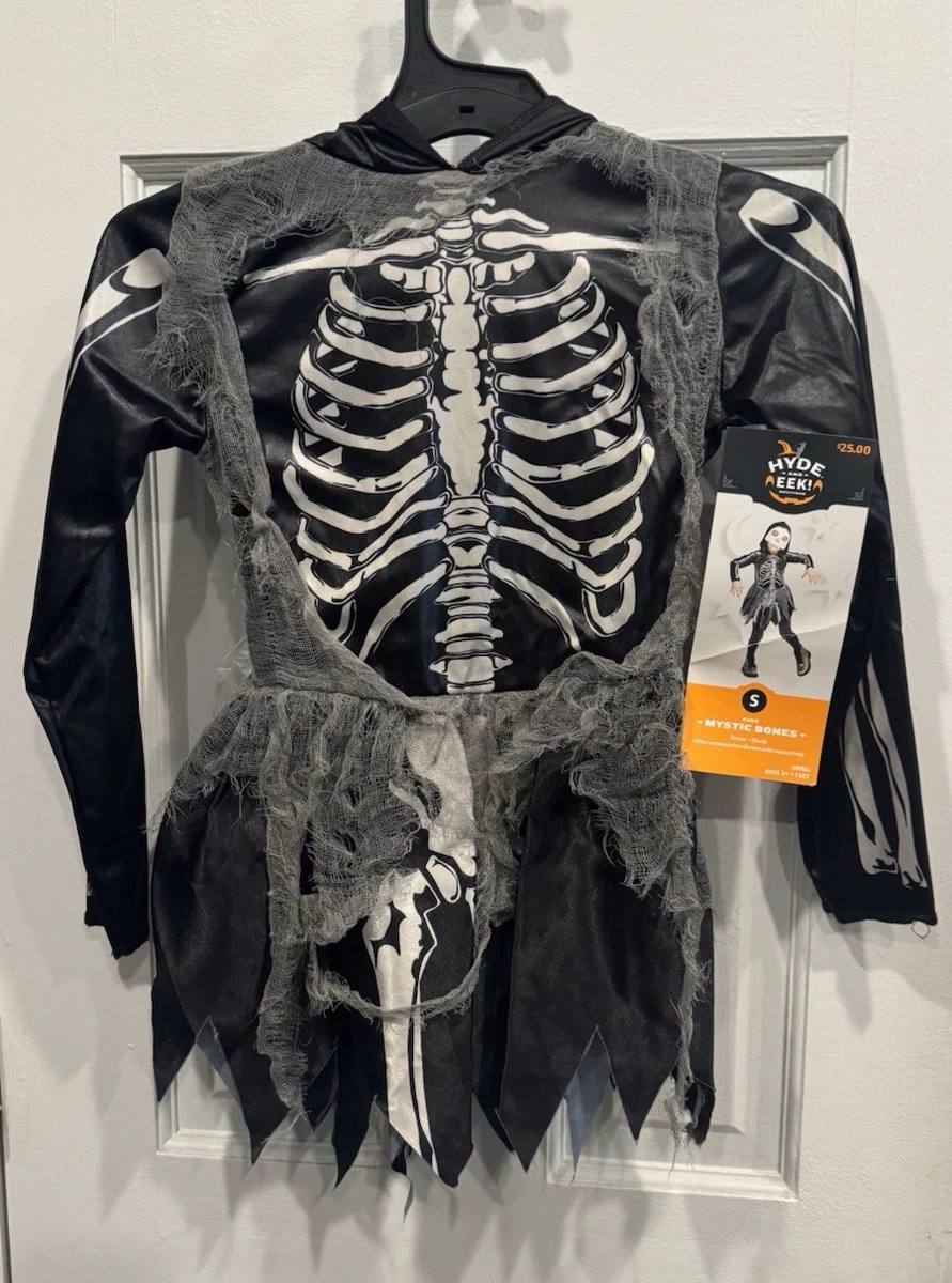Kids Skeleton Halloween Costume - Hooded Jumpsuit With Skull Print, Fits 47-51" Height - View #8