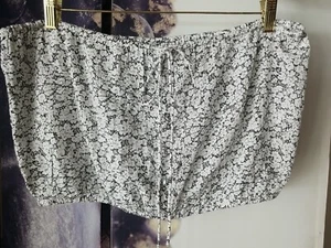 VOLCOM Womens White Black Floral Print Tie Neck Sleeveless Halter Crop Top XL - Picture 1 of 8