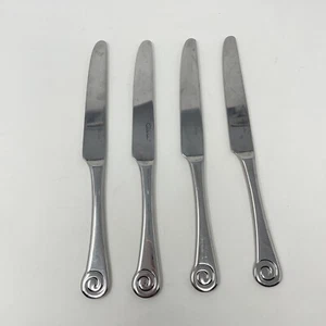 Robert Welch Ammonite Dinner Butter Knife set of 4 Swirl Round Handle - Picture 1 of 7