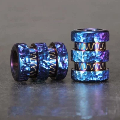 EDC Blue Titanium Knife Lanyard Bead Paracord Bead Metal Jewelry Charm Pendant - Image 1 of 3