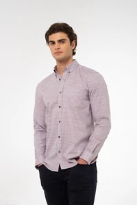 %100 Cotton Casual Patterned Shirt Long Sleeve Button Down Dress Shirt for Men - Picture 1 of 38