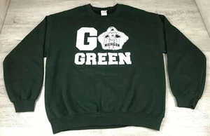 Michigan State College Sweatshirt Go Green Sports Crew Neck Green Mens Size L - Picture 1 of 12