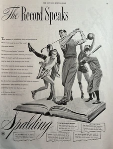 1947 Spalding Sports Equipment Record Speaks Football Baseball VTG Print Ad - Picture 1 of 1