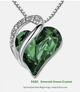 Hermoso Collar Colgante Corazón Amor Infinito con Piedra Natal Cristal - Imagen 1 de 15