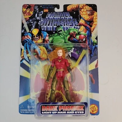 ToyBiz Marvel Universe Dark Phoenix 1996 cabello y ojos iluminados nuevo en paquete Foto 1 de 4