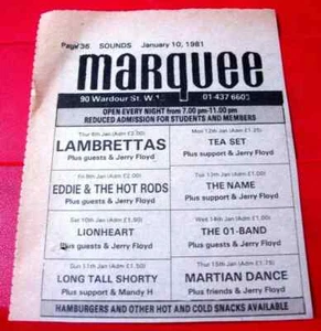 Eddie And The Hot Rods/Lambrettas Gig Vintage ORIG 1981 Press/Mag ADVERT 5"x 4" - Imagen 1 de 3