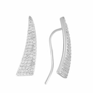 925 Sterling Silver Cuff Earring over Fashion Zircon Design White Gold Finish