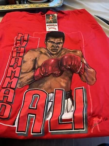 Vintage Muhammad Ali Nutmeg Mills Single Stitch T-Shirt Double Sided Medium NWT - Picture 1 of 6