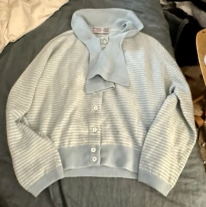 Ballantyne Cashmere S Womens Blue White Striped Cardigan Sweater Vintage - Picture 1 of 5