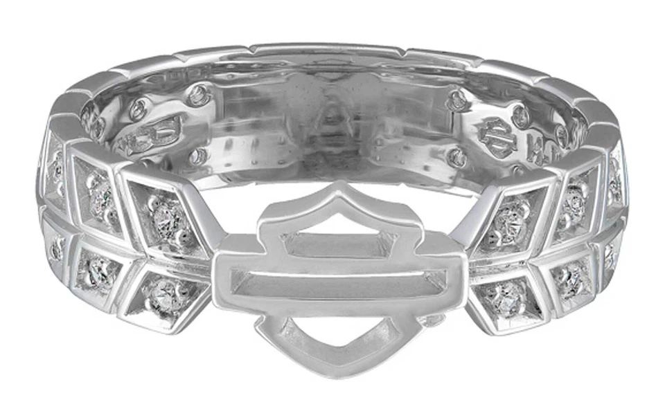 Harley-Davidson Women's Insignia Bling Bar & Shield Band Ring, Sterling Silver - Image 1 of 1