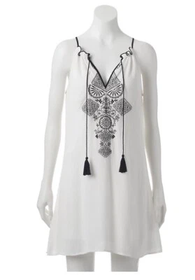 Vestido Speechless Juniors XS Gasa Halter Alto Bajo Blanco Boho Verano Playa Cambio Foto 1 de 4
