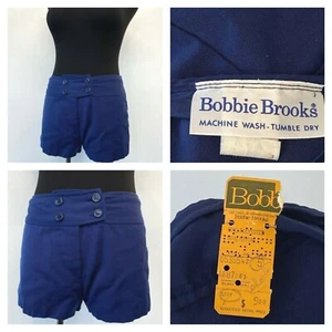 1970s Bobbie Brooks Short Shorts Blue size XS S Low Rise w/ Vintage Price Tag P1 - Picture 1 of 7