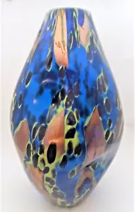 Murano Toso Glass Vase Colorful Abstract w/Retro Design with Gold 12.5"h; - Picture 1 of 10