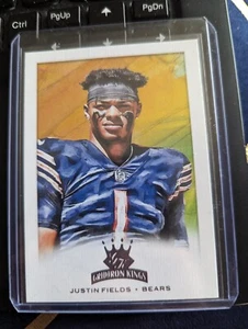 JUSTIN FIELDS BEARS QB CANVAS ROOKIE CARD #4 1ST RC SP 2021 GRIDIRON KINGS - Picture 1 of 2