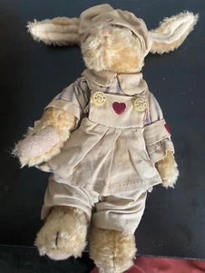 Vintage-Boyd’s Bunny Rabbit w/HEARTS on Dress, plus Pants & Hat-9"- (1997) Mint - Picture 1 of 4