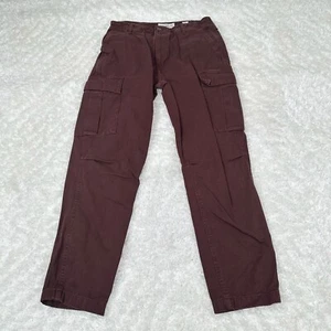 Lucky Brand women's 4/27 Maroon Pants Utility Cargo Straight Tapered Preppy - Picture 1 of 14