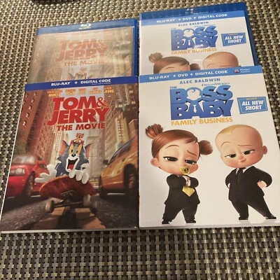 Tom &Jerry The Movie /Boss Baby Family Business (Blu-Ray W/ SLIPCOVERS * No Code Foto 1 de 4