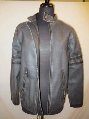 BC Ethic Gray Distressed PVC Jacket - Motorcycle - Biker - Cafe Racer  Unisex Sm - Image 1 of 4