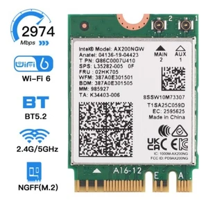 Carte Bluetooth 100 pièces Intel AX200 WiFi 6 M.2 2230 2400 Mbps double bande AX200NGW - Photo 1/5