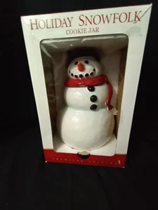 RARE 2005 HOLIDAY SNOWFOLK PUBLIX SNOWMAN COOKIE JAR (RED) - Picture 1 of 6