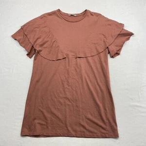 Zara Trafaluc Shirt Blouse Womens Small Peach Short Sleeve - Picture 1 of 10