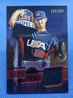 2015 Stars & Stripes LUCAS SIMS Jersey card #/299 CINCINNATI REDS Baseball - Image 1 of 4