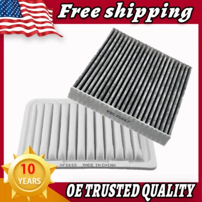 2X Engine & Cabin Air Filter For 2009-2018 Toyota Corolla 2017-2018 Pontiac 1.8L - Imagem 1 de 4