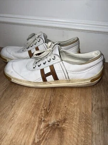 WOMENS HOGAN WHITE,TAN LEATHER LACED UP SNEAKERS SIZE 8 1/2 - Picture 1 of 5