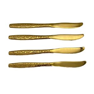 6 Americana Golden Heritage Dinner Knives Golden Scroll International Silver