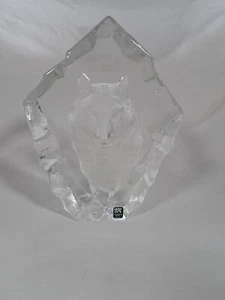 Mats Jonasson Sweden Crystal Full Lead Wolf Sculpture Paperweight Signed 8.25" - Picture 1 of 6