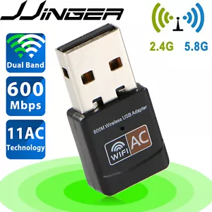 600Mbps Wireless USB Ethernet PC WiFi AC Adapter Lan 802.11 Dual Band 2.4G / 5G - Picture 1 of 9