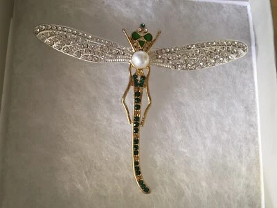MMA /莫斯科克里姆林宫博物馆蜻蜓胸针 22K GP 施华洛世奇珍珠。  全新 wt! — 第 1/4 张图片