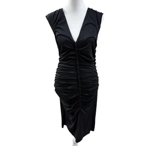 Vestido Leon Max Edición Limitada Seda Lana Acanalado Midi Negro Sin Mangas Elegante S - Imagen 1 de 5