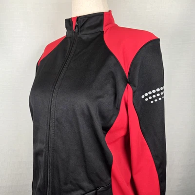 Pearl Izumi Black & Red Cycling Jacket Women's L Fleece Jersey Lightweight - Image 1 of 4