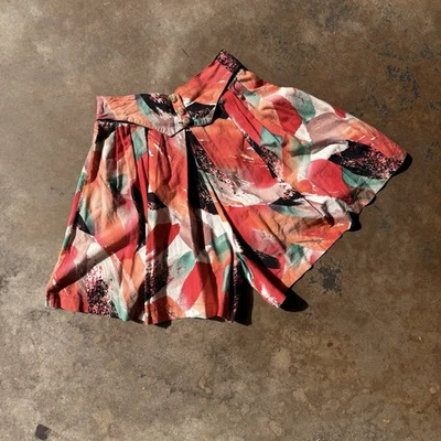 Pantalones Cortos Vintage Años 80/90 Abstracto Estampado Cintura Alta Talla Pequeña XS Foto 1 de 4